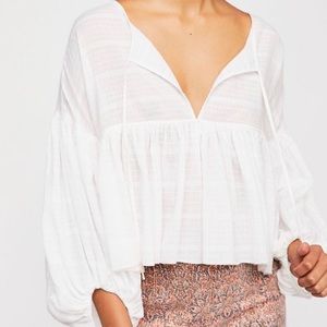 FREE PEOPLE White Long Sleeved Blouse